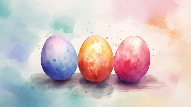 Easter eggs watercolor illustration