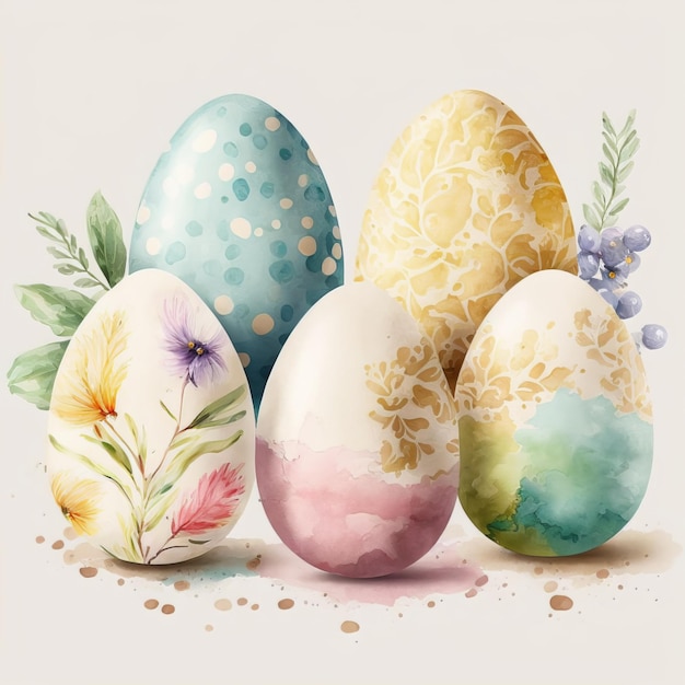 easter eggs, white background, digital art