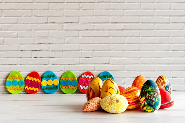 Easter eggs on white background