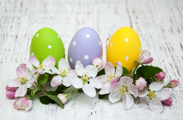 Easter eggs with blossom