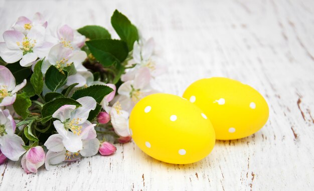 Easter eggs with blossom