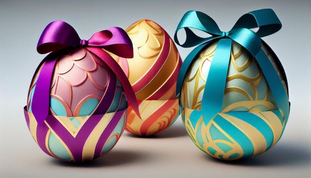 Easter eggs with a bow on the top