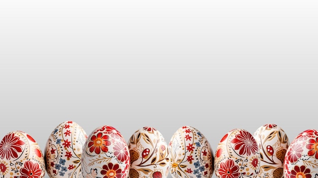 Easter eggs with floral ornament with copy space for text