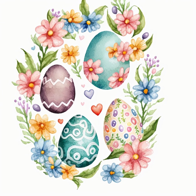 easter eggs with flower