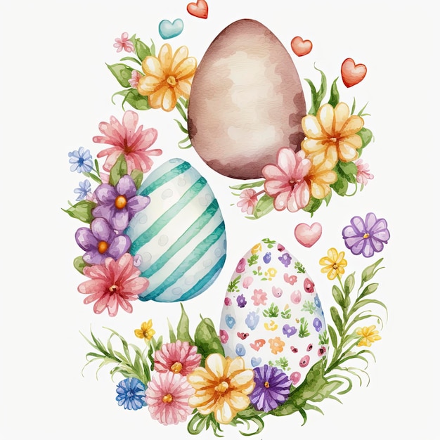 easter eggs with flower