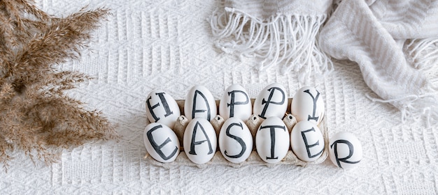 Easter eggs with the inscription happy Easter