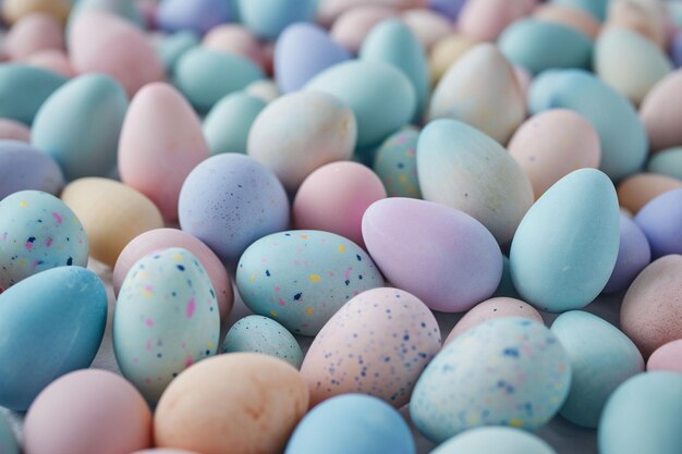 Easter eggs with multicolored speckles provide a cheerful and playful pattern capturing the essence of Easter decorating traditions holiday content or seasonal advertising