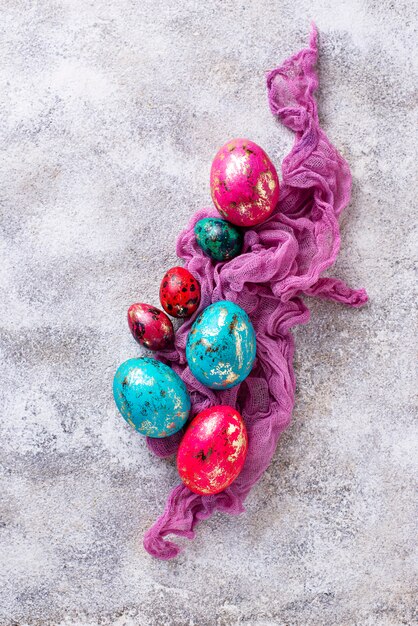 Easter eggs with stone or marble effect