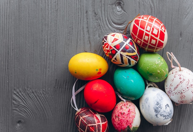  Easter eggs on a wooden background