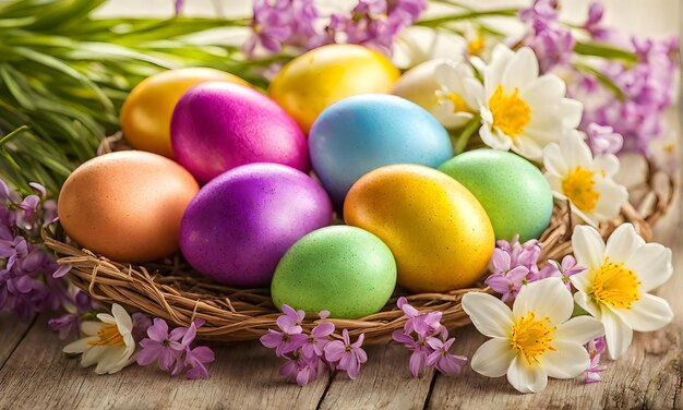 Easter elegance Still life with eggs and flowers