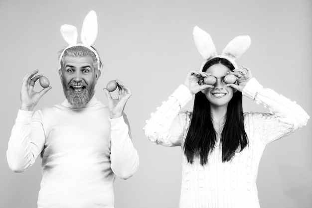Easter family Happy couple with bunny ears
