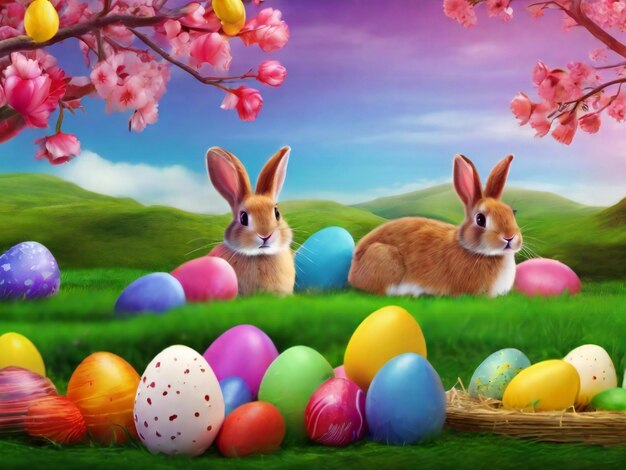 Foto festival di pasqua colorato background design migliore qualità immagine iper-realistica modello di banner