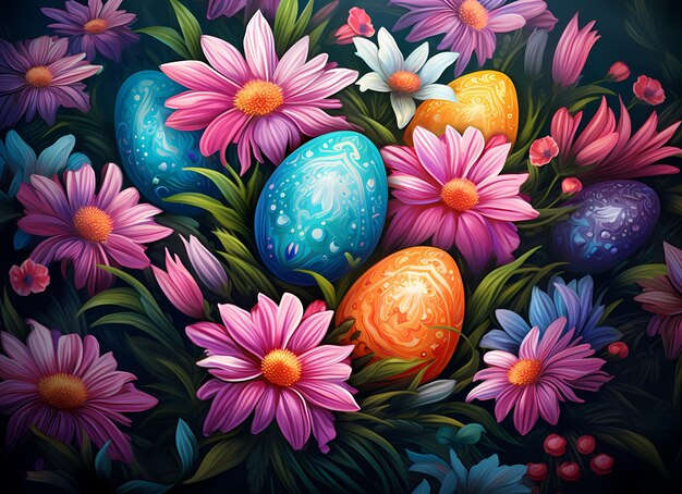 Easter flower background AIGenerated