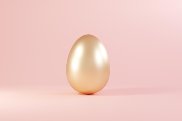 Easter golden glitter egg on pink background minimal easter concept happy easter card with copy spac