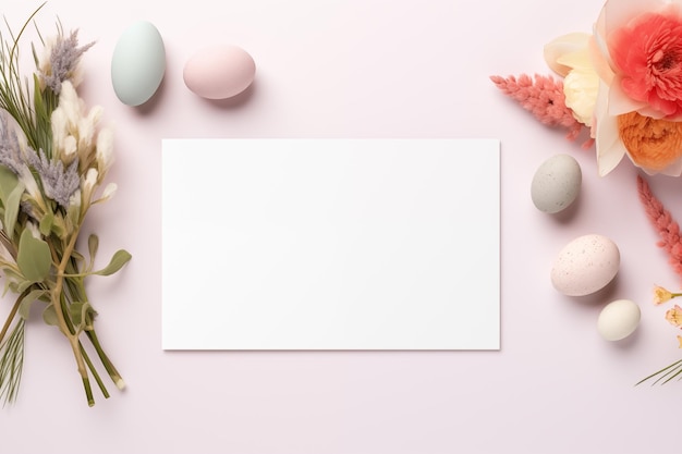 Photo easter greeting card mockup with copy space easter and spring holidays space for text generative ai