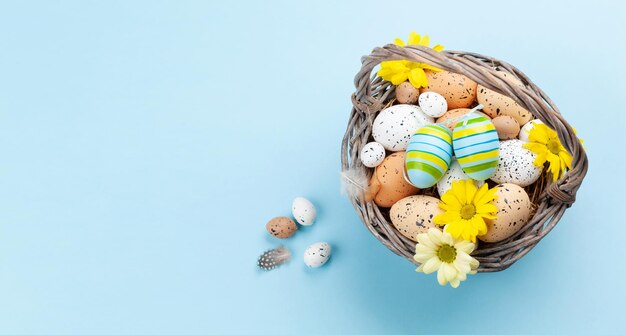 Easter greeting card with easter eggs