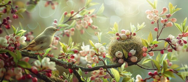 자연 주제 의 부활절 축하 카드