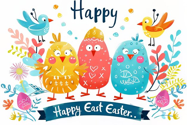 Easter greetings cute clip art with phrases like happy easter