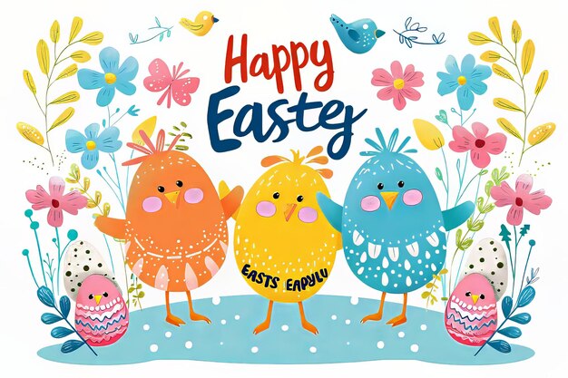 Easter greetings cute clip art with phrases like happy easter