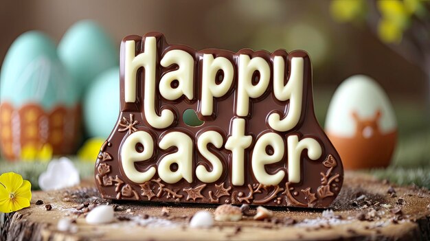 Photo easter greetings with luscious chocolate letters and hidden egg