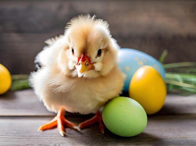 Photo easter hen detailed cozy focused highquality