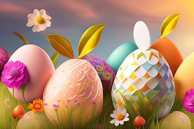 Easter Holiday achtergrond illustratie Generatieve AI