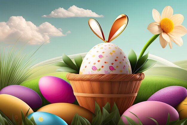 Easter Holiday Background Illustration Generative AI