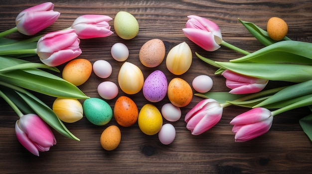 Easter holiday background with easter eggs
