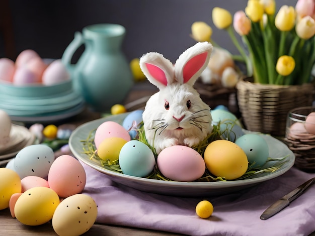 Easter holiday setup on the table