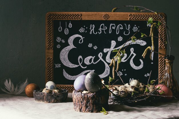 Photo easter holidays interior decorations