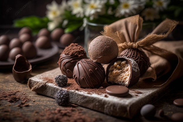 Easter is a lot of chocolate chocolate eggs on the table In addition to referring to love and affection chocolate transforms the most ordinary days being the shortest path to a sweet smile