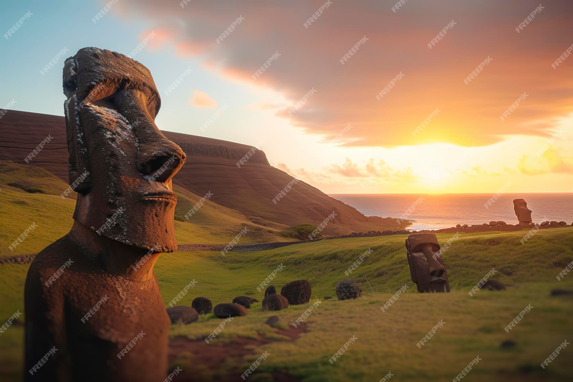 Easter Island Moais icons for free download, Freepik