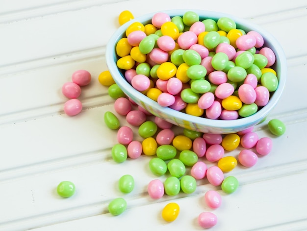 Easter jelly bans on the table.