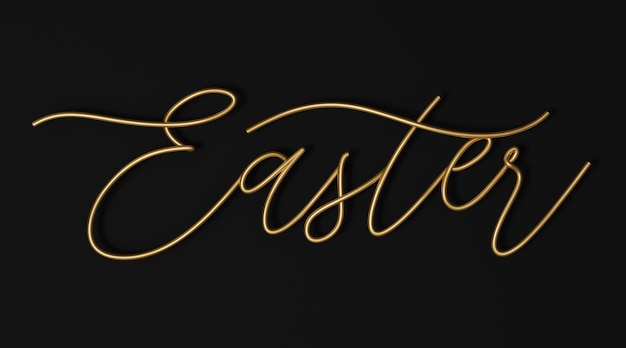 Easter lettering gold 3d