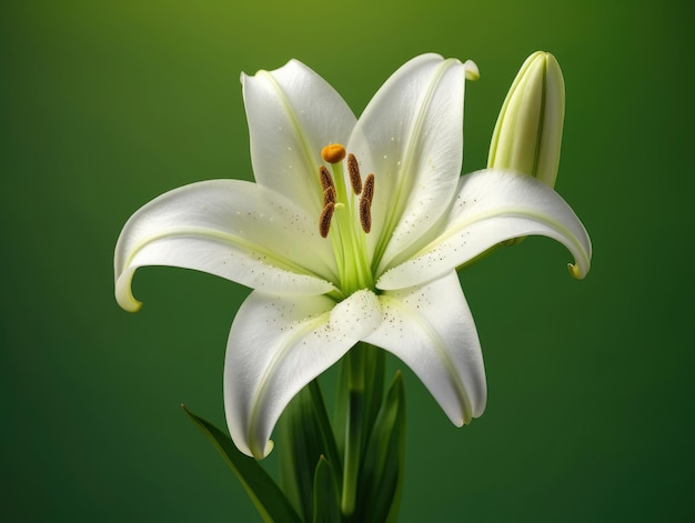 Easter lily flower in springtime on a green background