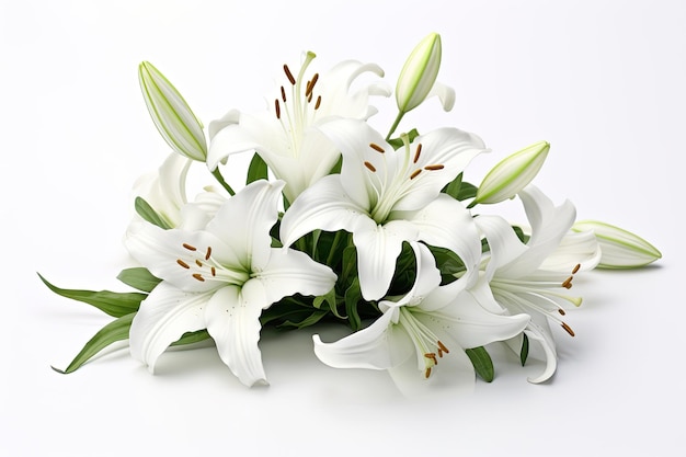 Easter Lily flowers on white background