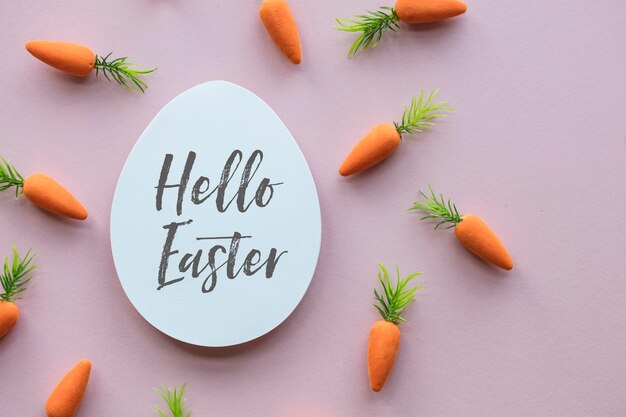 Easter message background with easter eggs and carrots