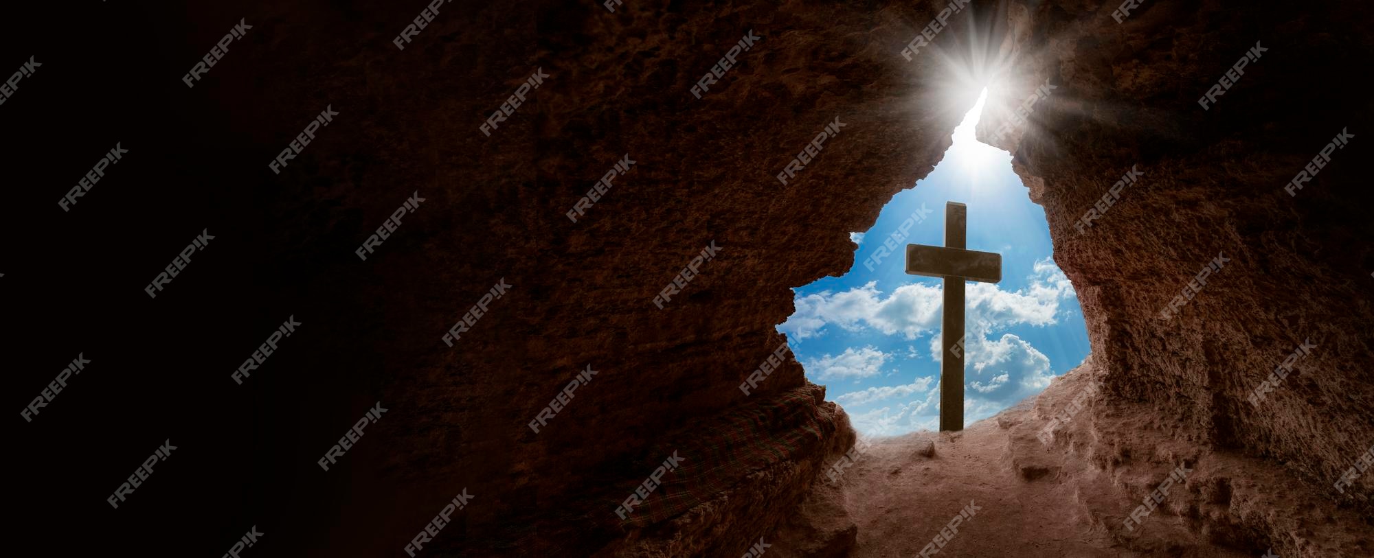 Premium Photo | Easter morning golgotha hill with silhouettes of ...