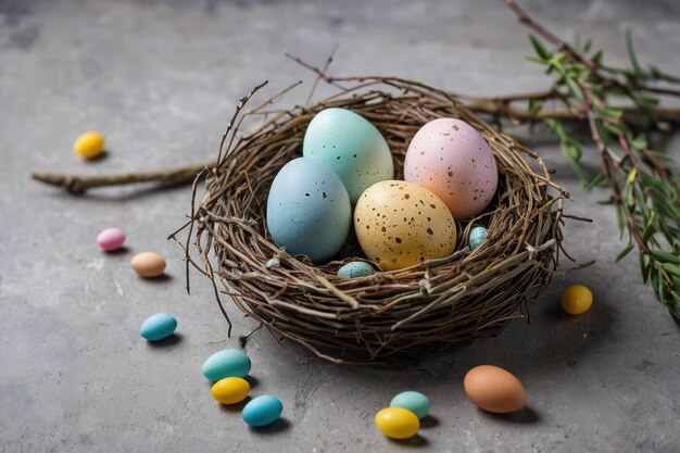 Easter Nest with Colorful Eggs
