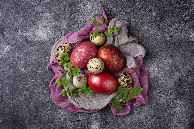 Easter painted chicken and quail eggs 