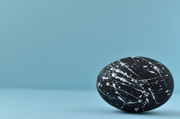 Easter painted egg in black white.