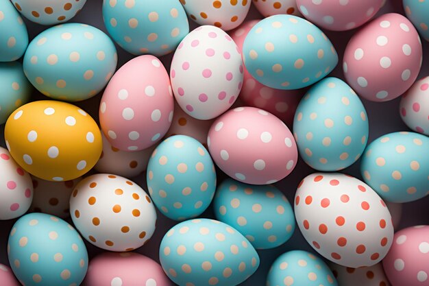 Easter pastel colorful painted eggs as pattern religion tradition generative ai