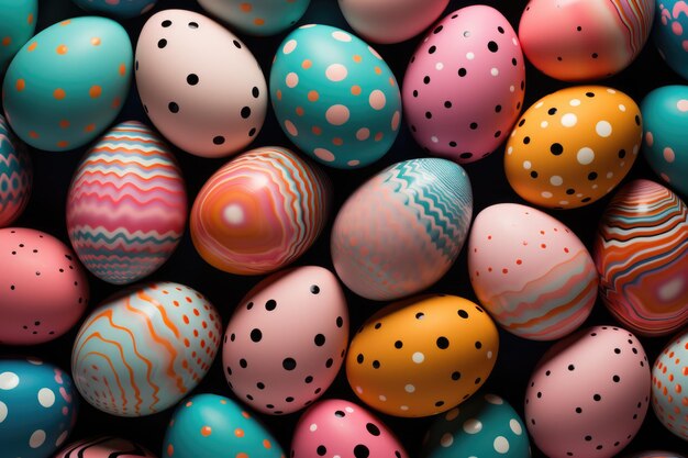 Easter pattern of pastel colorful eggs Religion tradition Generative AI