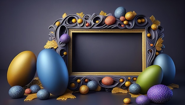 Easter poster background template with Easter Generative AI