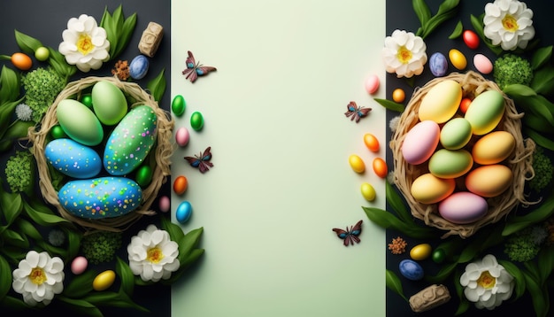 Easter poster background template with Easter Generative AI