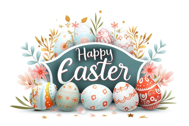 Easter poster and banner template with Easter eggs