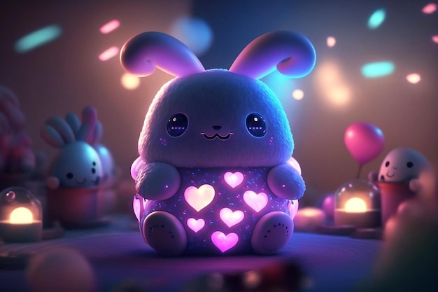 Easter rabbit cute love day play heart colorfull background