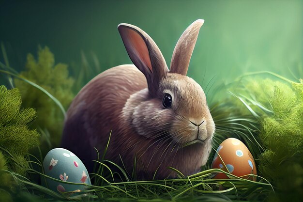 easter rabbit and easter eggs