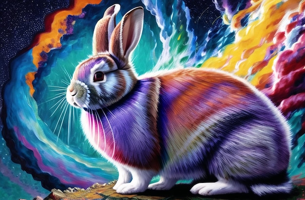 写真 自然の風景のイースターのウサギのチラシ モダンなイースター テーマ デザイン ハッピー イースター ai 生成