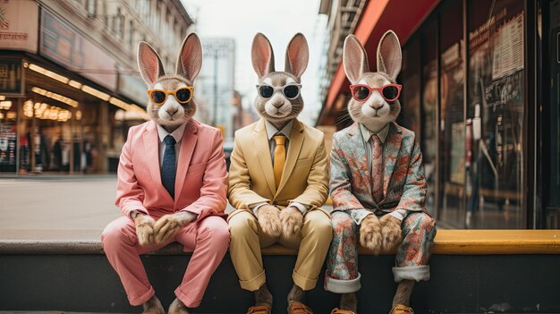 Easter rabbits in city